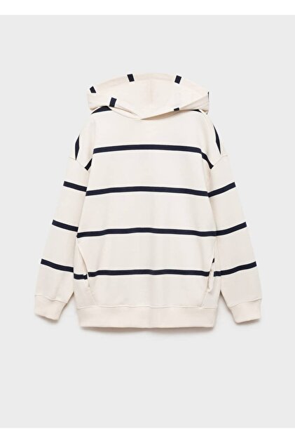 Çizgili kapüşonlu sweatshirt - 1