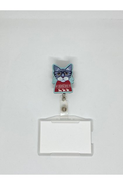 Cat With Glasses Themed Yoyo Card Holder Yoyo Badge Holder