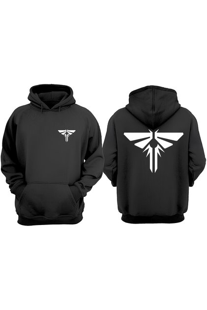 Unisex the Last of Us Drawing Logo Design Front Back Printed Regular Fit Black Sweatshirt