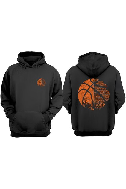 Unisex Basketball Germany Orange Design Front Back Printed Regular Fit Black Sweatshirt