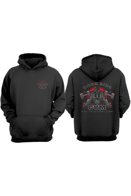 Unisex Dark Wader Gym Design Front Back Printed Regular Fit Black Sweatshirt