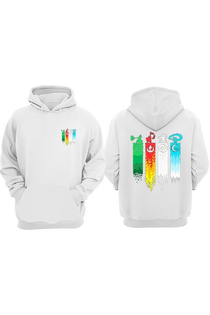 Unisex Avatar the Last Airbender Design Front Back Printed Regular Fit White Sweatshirt