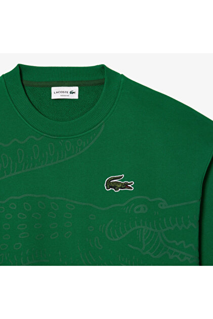 FACT LOGO 13.5 Oz CREWNECK SHIRTS Lサイズ Lacoste Erkek Loose Fit Bisiklet Yaka Yeşil Sweatshirt - Fiyatı