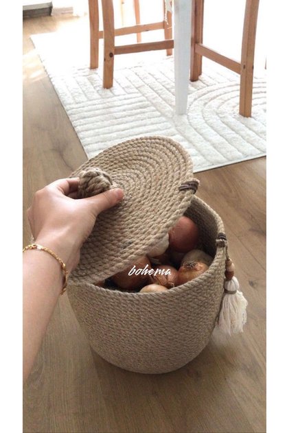 Wicker Jute Potato Onion Basket Decorative Basket Organizer
