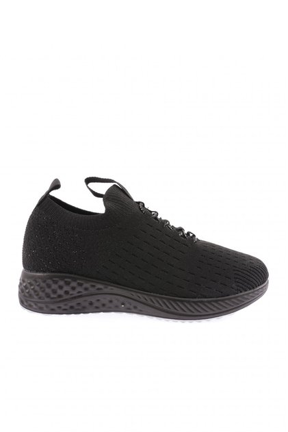 Kadın Bağcıklı Lazerli Sneaker Ayakkabı Siyah 95321097