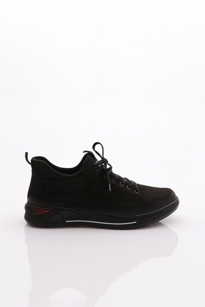 Erkek Bağcıklı Sneaker Ayakkabı Siyah Nubuk 35121023210