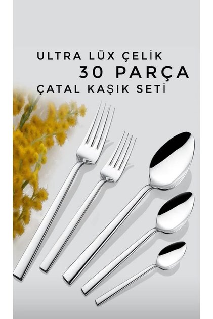 30 parça kaşık çatal seti çubuk model (paslanmaz çelik)
