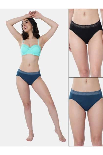 Pack of 2 - Lace Detail Waistband Hipster