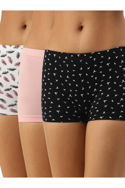 Pack of 3 - Cotton Printed & Plain Boyshorts
