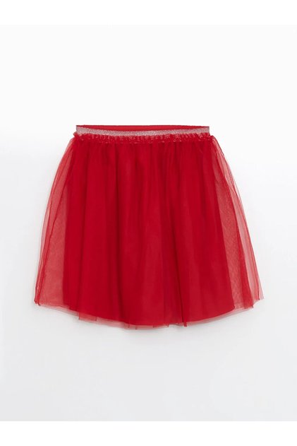 Lcw Kids Red Girl's Tutu Skirt with Elastic Waist