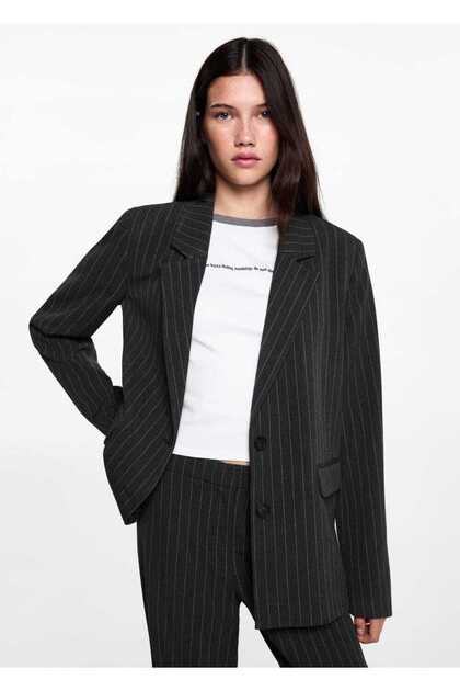 Çizgili kumaş blazer