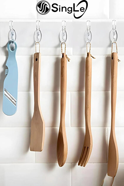 5-Piece Adhesive Transparent Wall Hanger Bathroom Kitchen Organizer Hanger Practical Hook Hanger
