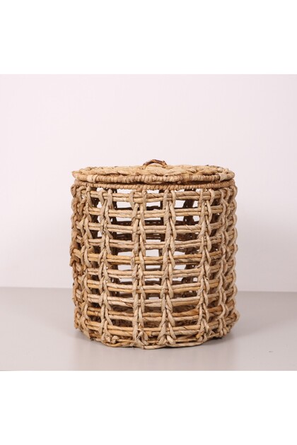Edi̇s Natural Abaka 33X33 cm Laundry and Decoration Basket with Lid