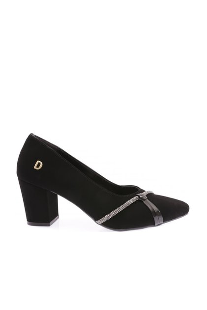 K618 Women's Striped Stone-Detail Heel Shoes