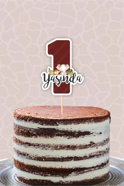 Safari Pastel 1 Year Old (one) Cake Decoration *thick Paper