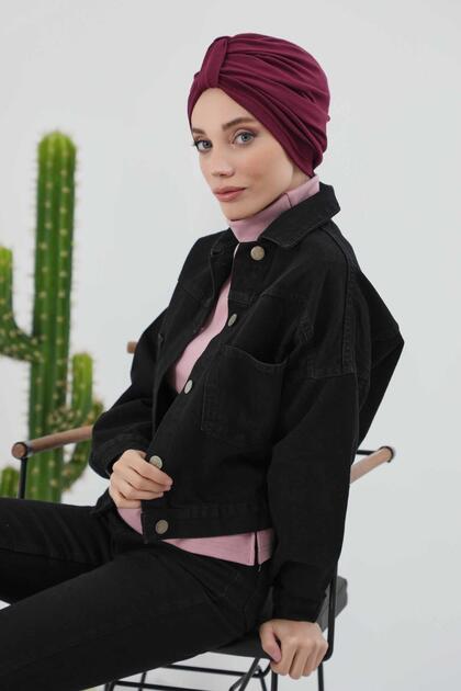 Winter Bonnet with Front Belt Detail,B-68Rb,Burgundy