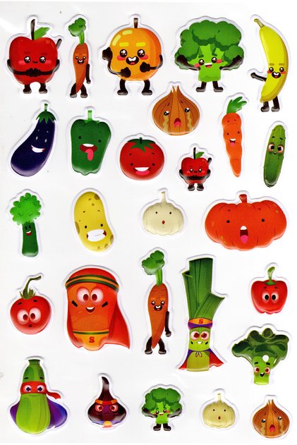 Embossed sticker a4 size sticker book, planner label-(lim550) - fruit vegetable