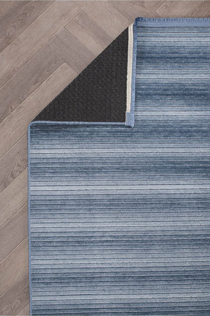 Ada Kaymaz Taban Yıkanabilir Dokuma Mavi Kilim Yolluk