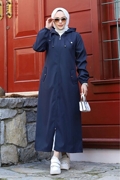 ALNİSS COLLECTİON Armine Long Trench Coat with Front Pocket Detail