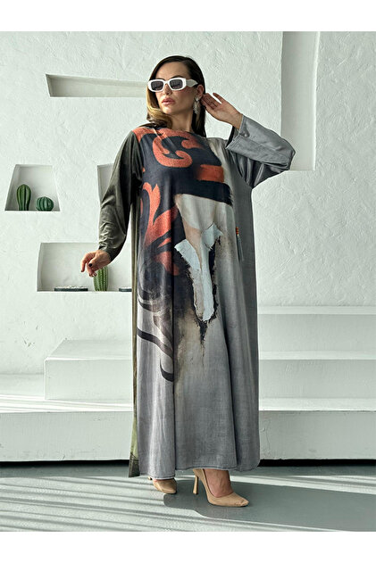 fiore fashion Winter Velvet Muslim Dress Kaftan Large Size Suitable for  Size 38-42- Trendyol