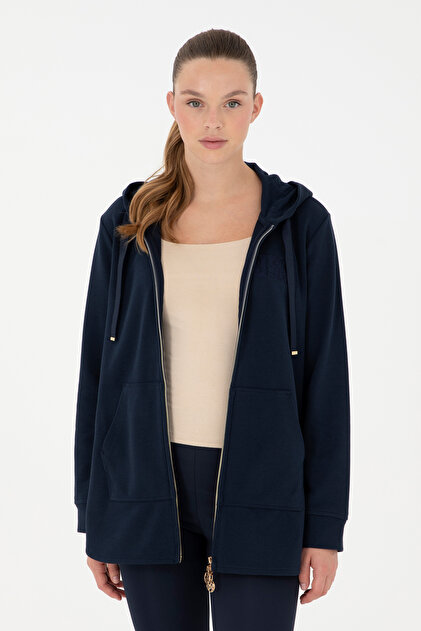 Women's Navy Blue Hooded Sweatshirt 50289545-Vr033