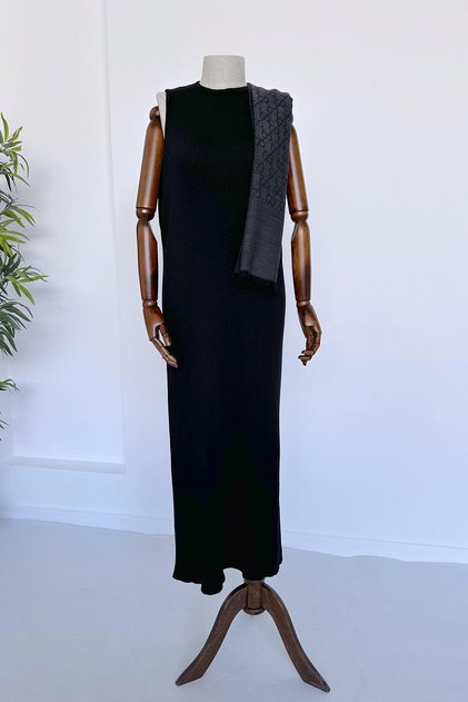 Mercerized Sleeveless Hijab Dress - Black