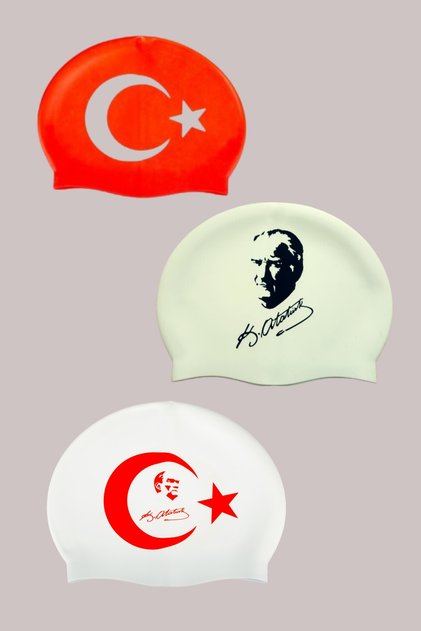 Set de 3 șepci din silicon cu tema steagului turcesc și Ataturk