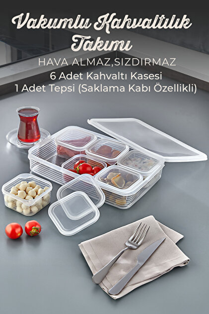 Kitchen Life 7 Parça Vakum Kapaklı Sızdırmaz Hava Almaz Kahvaltıık