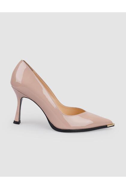 100% Genuine Leather Powder Patent Leather Women's Heeled Shoes