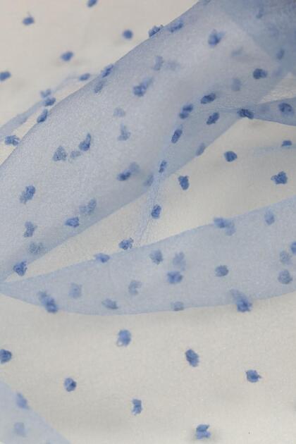 Flocked Dalya Organza Blue Color Fabric