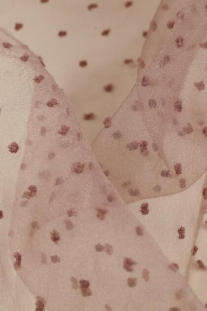 Flocked Dalya Organza Dusty Rose Color Fabric