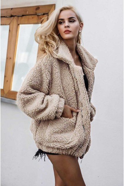 Double Pocket Zippered Plush Coat