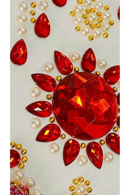 Red Flame Sun Three Dimensional Gem Stone Sticker Decal Sticker 1 Pack Bag Laptop Phone Decoration