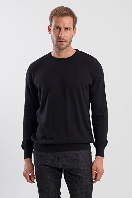 Black Slim Fit Crew Neck Knitwear Sweater