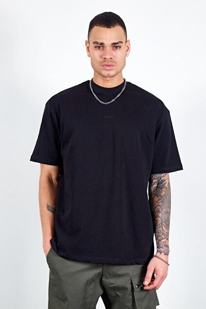 Manche Black Oversize Comfortable Men's T-shirt Thick Soft