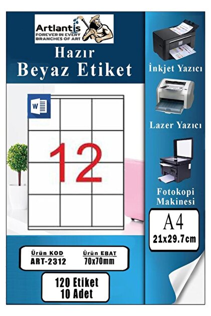 Artlantis A4 Hazır Etiket 63.5x38.1 mm 10 Sayfa 1 Paket Kendinden