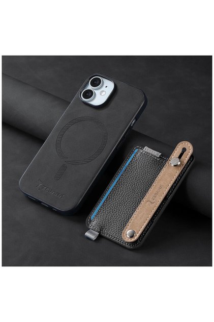 Apple iPhone 11 Compatible Case M-Safe 2in1 Best Leather Case with Card Holder Black