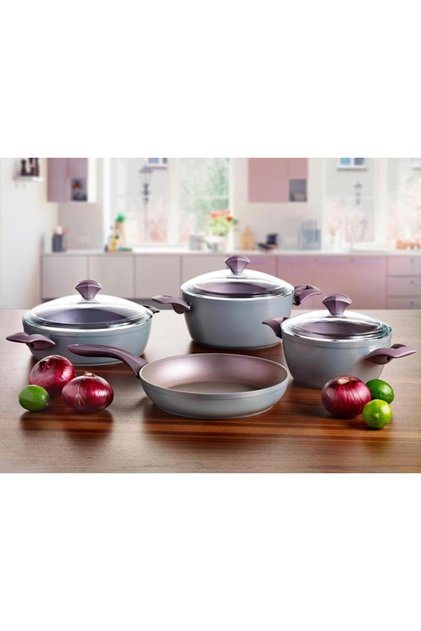 7 Parça Granit Magic Tencere Tava Seti Lila