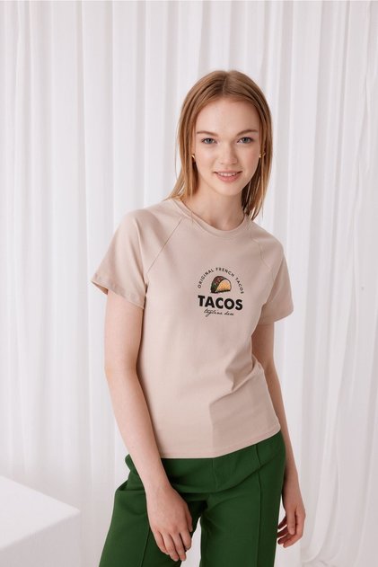 Women's Tacos Printed Short Sleeve T-shirt
