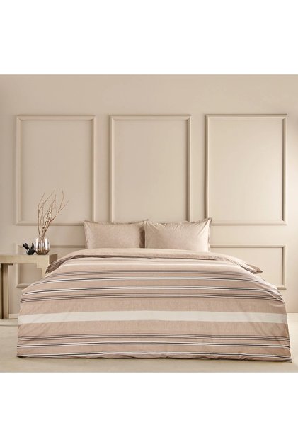 Natural Dreams Cotton Duvet Cover Set Perle Brown Single