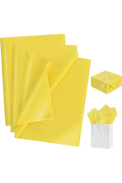 Pelur Kağıt - Gift and Flower Wrapping Paper, Pack of 25, 50X70 Cm, Pastel Yellow