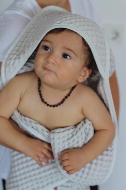 Waffle Baby Towel Swaddle 100% Natural Cotton Headed Baby Towel - 75X75 cm
