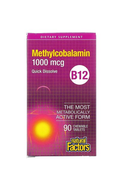 B12 Methylcobalamin, 1000 mcg, 90 Chewable Tablets