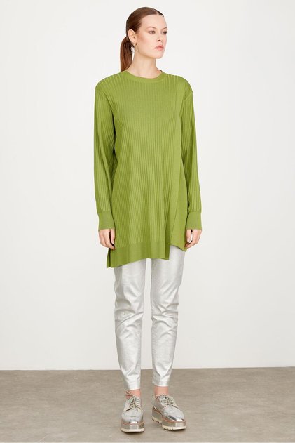 ASYMMETRIC DETAIL RAYON TUNIC GREEN