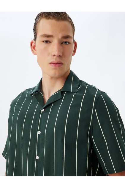 Short Sleeve Shirt Boxy Turn-Down Collar Cotton