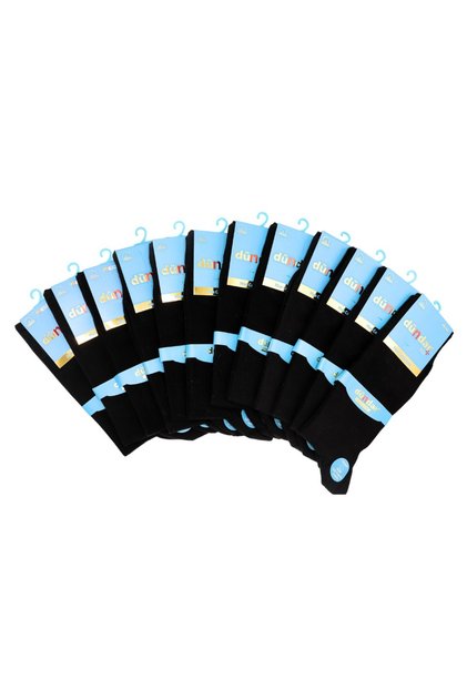 Men's 12-Piece Black Heel Toe Reinforced Lycra Cotton Socks Dundar /5527