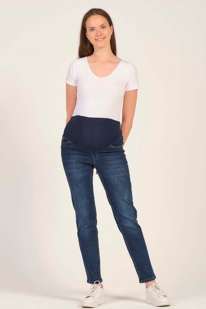 Pantaloni de blugi pentru mamă însărcinată ALBASTRU ÎNCHIS