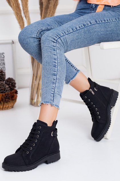 Black Women's Boots with Back Detail