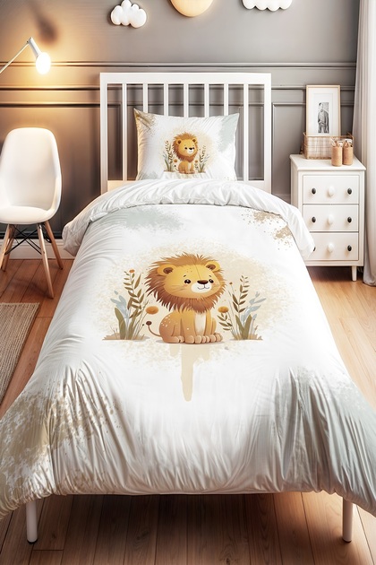 Baby Lion Patterned Single Baby Kids Bedding Set