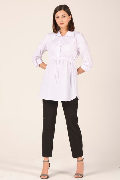 Maternity Elastic Waist Shirt White
